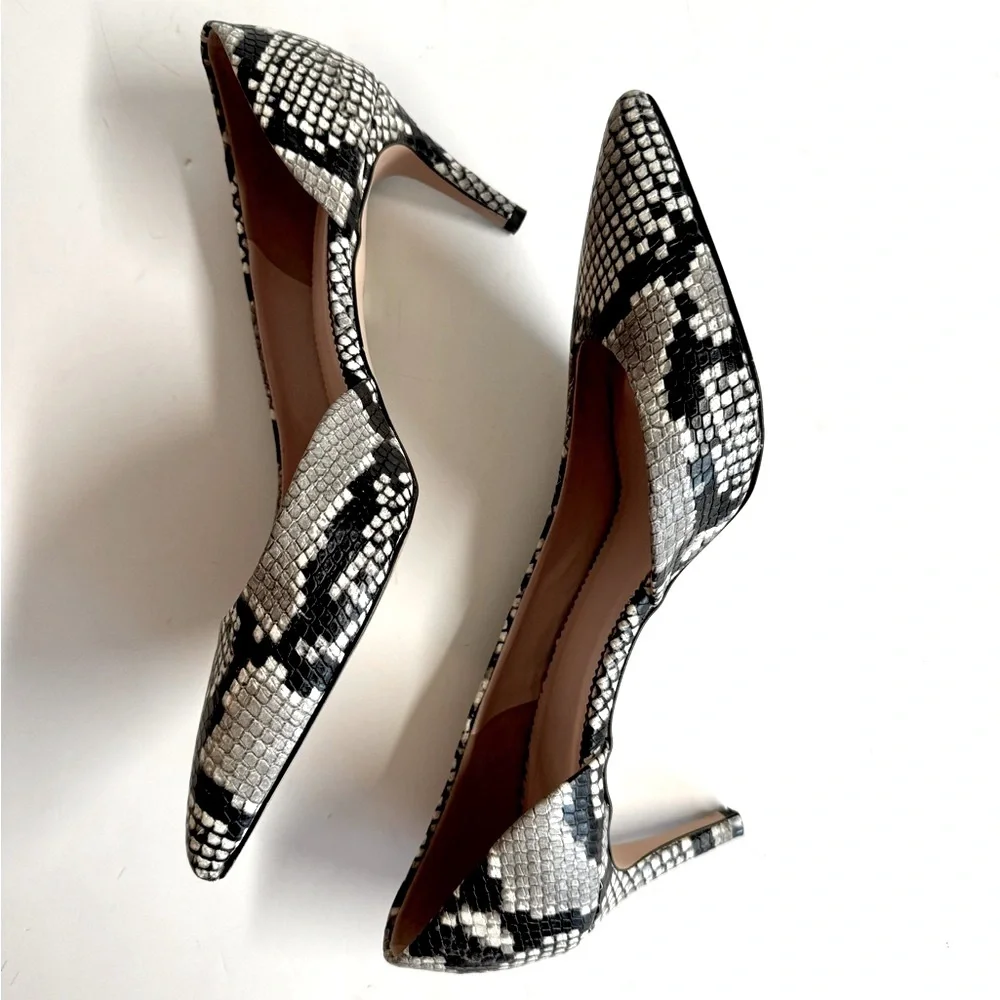 J Crew- Lucie Black and white snake embossed leather pump.Made in Italy.Size 10